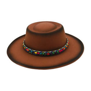 Sombrero Fedora clásico, gorra <span class=keywords><strong>de</strong></span> ala ancha <span class=keywords><strong>de</strong></span> <span class=keywords><strong>lana</strong></span> Vintage, cinturón <span class=keywords><strong>de</strong></span> piedra <span class=keywords><strong>turquesa</strong></span> personalizado, cuentas coloridas, cuerda trenzada, sombrero <span class=keywords><strong>de</strong></span> pastel <span class=keywords><strong>de</strong></span> cerdo para Otoño e Invierno - Product Image 4