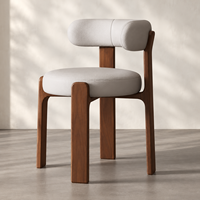 Chaise de salle à manger rembourrée à dossier courbé avec assise capitonnée, structure en noyer, chaise d'appoint sans accoudoirs, couleurs personnalisables