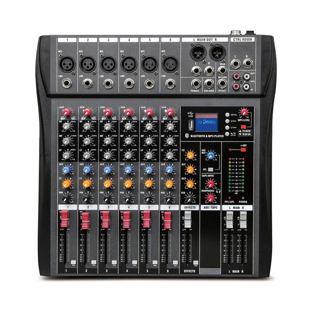 Lane CT-60L áudio 6ch sem potência, amplificador dj mixer com usb