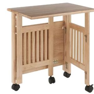 Wooden Kitchen <b>Cart</b> With Storage Shelf <b>Foldable</b> Solid Wood Portable Modern Design For Kitchen Use - Product Image 3