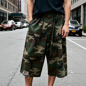 Pantalones Cortos Cargo de Algodón 100% Premium para Hombre, con Logotipo Personalizado, Estampado Camuflaje, de Pierna Ancha, Holgados y Casuales - Product Image 4