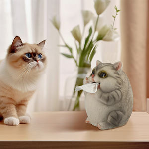 European-style Tissue Box Dispenser Ornamental Tissue Box with <strong>Cat</strong> Design Cute Resin Tissue Box Holder with <strong>Cat</strong> <strong>Figurine</strong> - Product Image 5