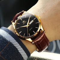 Montre à quartz Fashion Olevs pour homme avec bracelet en cuir Style minimal quantité minimale de commande bas Logo personnalisé OEM