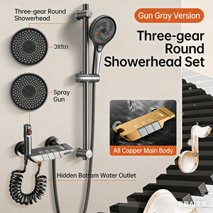 All-Copper Modern Exposed Hot/Cold Mixer <strong>Valve</strong> <strong>Shower</strong> Set Slide <strong>Bar</strong> Wall Mount Jet Spray Household <strong>Shower</strong> Faucet Head Unit - Product Image 6