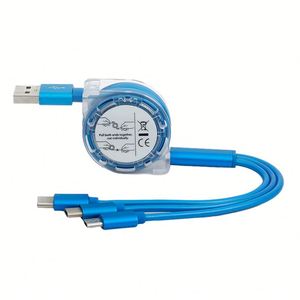 Custom Charging <b>Cable</b> 3 In1 Black USB <b>Type</b> <b>C</b> Logo Promotion Fast <b>Charger</b> <b>Cable</b> for Corporate - Product Image 1