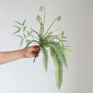 新着シングルステムプラスチックペルシャ葉人工植物シダ草家庭用室内装飾
