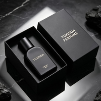 Vente en gros de flacons pulvérisateurs de parfum en verre vides de luxe, colorés, de 30 ml, 50 ml, 100 ml, noirs, avec boîte