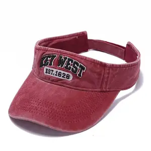 OEM Custom High Quality Adjustable Embroidery Logo Washed Cotton Vintage Sport Sun Visor