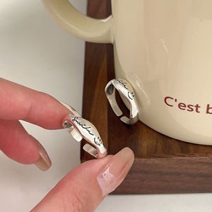 S925 Sterling Silver Smiley Face <b>Ring</b> Simple High End Unisex Gift Jewelry - Product Image 2