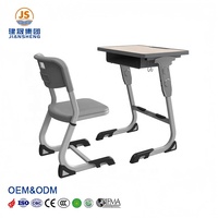 Bureau et chaise d'école en gros, bureau et chaise d'école individuels réglables pour salle de classe