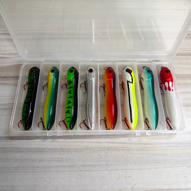 8pcs/box Snakehead Pencil Lure 10cm/15.6g Hard Bait Fishing Gear Hooks Freshwater Saltwater Artificial Fish Bait for Perch