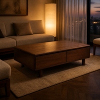 Table Basse Ovale Sur Mesure avec Tiroirs Démontables, Configuration de Quincaillerie, Finition et Rangement, OEM ODM, Table TV 1300mm pour le Salon