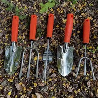 Kit d'outils de jardinage en acier inoxydable 5 pièces, ensemble de bêches et transplanteurs robustes avec poignées antidérapantes pour le jardinage