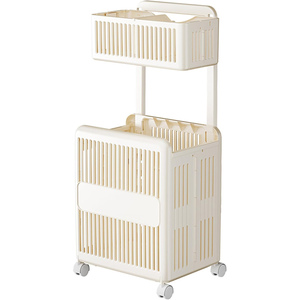 Custom <b>Mesh</b> Clothes Storage Portable Hamper <b>Plastic</b> Laundry Basket 2 Compartments - Product Image 1