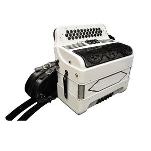 Acordeón Profesional JB3412C con 34 Botones, 12 Bajos y 3 Registros, Cuerpo Blanco Mate, Rejilla Negra, Botones Negros, Acordeón Diatónico - Product Image 5