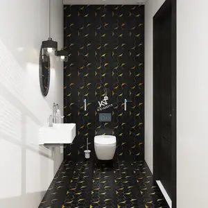 Mosaico de mármol de latón con mezcla de mármol negro con forma hexagonal para cocina, baño, sala de estar, comedor, pared