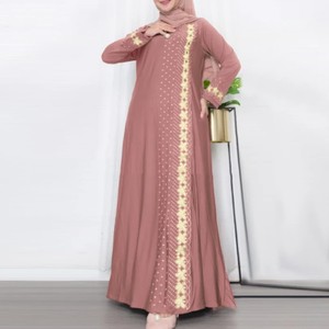 Abaya Nida de Luxe Brodé et Perlé, Style Modeste Musulman, Robe Longue <span class=keywords><strong>Islamique</strong></span> à Manches Longues, Coupe Ample Respirante, Décontractée Printemps, Style Dubaï - Product Image 1