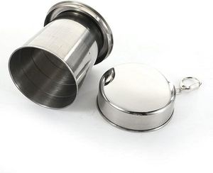 Portable Stainless Steel Folding Water Drinking Cup <b>Key</b> <b>Chain</b> Travel Camping Mug Telescopic Metal Cup for Outdoor Recreation - Product Image 6