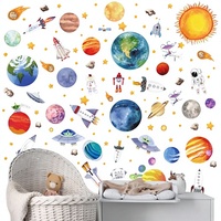 Milaosk Autocollants muraux autocollants en vinyle pour enfants, décorations murales planètes et astronautes pour chambre de bébé, enfant, fille, salle de classe