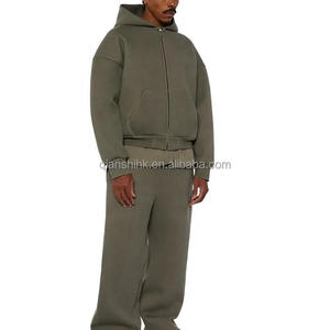 500 Gsm sweat à capuche français éponge Vintage sweat à capuche pour hommes haute qualité coton lourd broderie acide lavage fermeture éclair à capuche - Product Image 5