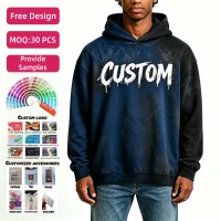 Sudadera con Capucha Sunfaded de 450 g/m² para Hombre, 100% Algodón, Felpa Francesa, Estampado Gráfico Desgastado, Corte Holgado, Estilo Urbano