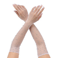 Guantes Largos de Malla Elástica para el Verano, Ideales para Fiestas, con Dedos