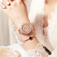 Wlisth S539 Montres-bracelets pour femmes Robe Or rose Dames Cristal Diamant Acier inoxydable Quartz Femmes Montre Femme Montre Lumineuse