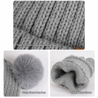 Ensemble 3 pièces bonnet, écharpe longue et gants en acrylique avec pompon oreilles d'ours, personnalisable avec logo OEM pour enfants