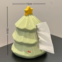 Boîte à mouchoirs en céramique imperméable en forme de sapin de Noël mignon et élégant, pièce décorative pour table basse de salon