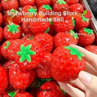 NQ Crunchy Strawberry Squishy Slow Rise TPR Funny Mini Fidget Toy for 5 to 7 Years Unisex Stress Relief Squeeze Building Block