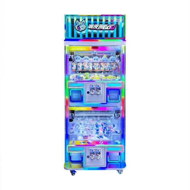 4 Players Claw Machine Arcade Game Machine with Top Storage Cabinet Space-Saving Toy Crane Machine for Game Center