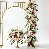 Bouquet de fleurs artificielles faites à la main pour mariage, centre de table en forme de boule de roses, arrangement floral en soie pour arche de mariage, décoration d'événements
