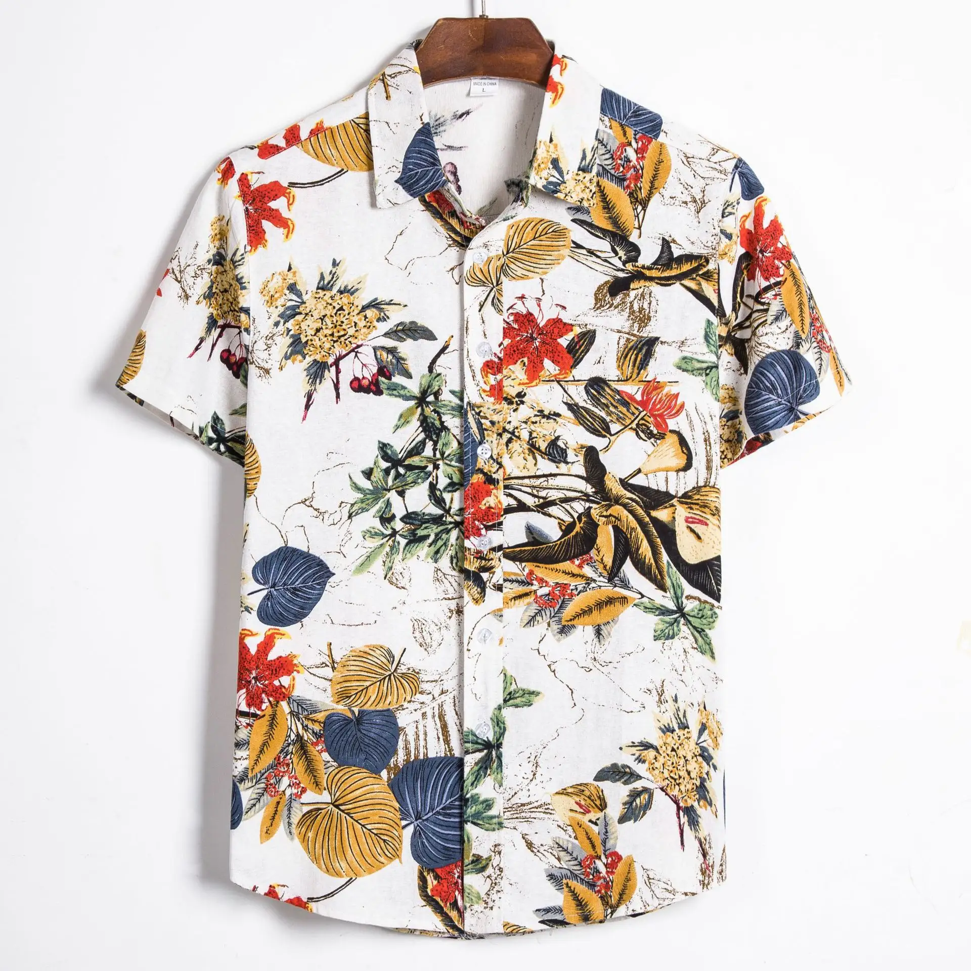 Large size new men's short-sleeved shirt Popular Japanese Printed Boy's Top Summer Hawaiian floral loose beach shirts