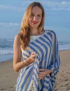 Sari de Bambú y Algodón KV Midnight Mirage Stripes con Blusa sin Coser, para Fiesta, Sin Arrugas, de Secado Rápido - Product Image 1