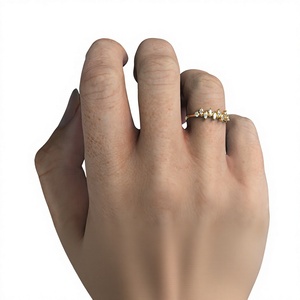 แหวนเพชรทรงมาร์คีส์และทรงกลมเจียระไนแบบบริลเลียนท์เคลือบทอง 18K 14K หรูหรา ประดับมงกุฎรูปทรงซิกแซกแบบซ้อนกันได้สำหรับเจ้าสาว - Product Image 1