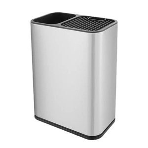Porte-couteaux rectangulaire en acier inoxydable avec fente de drainage pour le rangement des lames et support pour ciseaux - Product Image 5
