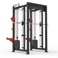 REYK Cage de musculation commerciale, Machine Smith, Appareil d'entraînement multifonctionnel, Équipement de force pour salle de sport, Système à double poulie, Rack réglable