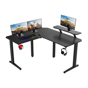 Mesa de esquina de escritorio de oficina moderna, muebles comerciales, diseño ajustable para el hogar, ordenador ejecutivo de oficina en forma de L de altura negra de China - Product Image 3
