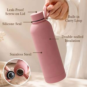 <b>Personalized</b> Tumbler with Engraved Birth Month Flower & Name, 17 oz Insulated Stainless Steel <b>Water</b> <b>Bottle</b> - Product Image 4