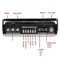 Grande Lectrice de Cassette Radio Double Rechargeable HD, Modèle Ancien Années 90, avec Enregistrement Sonore