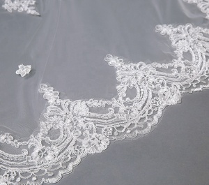 <span class=keywords><strong>Voile</strong></span> de Mariée Long en Tulle, Dentelle, Dernière Nouveauté, Vente Chaude en Gros - Product Image 5