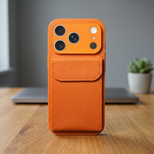 Funda de Teléfono Tipo Cartera de Color Puro Naranja TPU+PC con Ranura para Tarjetas para 17 Pro Max - Product Image 3