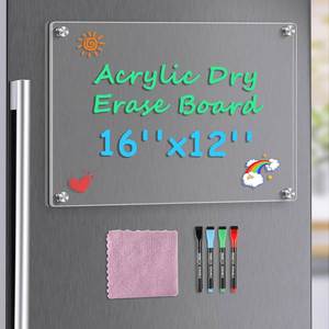 Tableau blanc magnétique transparent personnalisé effaçable à sec en gros, mini bloc-notes en acrylique pour menu de cuisine - Product Image 1