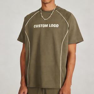 T-shirt à manches courtes noir vintage en coton lourd 100% tricoté, avec logo personnalisé, imprimé, coupe ample, nouveau design, pour homme - Product Image 2