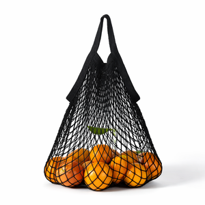 Bolsa de compras de malla de algodón orgánico ecológico de tamaño personalizado, reutilizable, para empacar frutas y verduras, para promoción. - Product Image 3