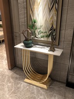 Table console en marbre et métal de style nordique avec rangement pour entrée, salon, hall d'accueil, club-house et couloirs
