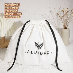 Bolsa grande ecológica de sarga de algodón con cordón para bolso de zapato abrigo logotipo personalizado impreso muselina algodón embalaje de regalo bolsa antipolvo - Product Image 1