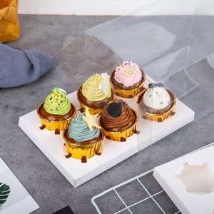 กล่องอะคริลิคใสสีดำราคาประหยัดสำหรับใส่เค้กคริสต์มาส เบเกอรี่ ช็อกโกแลต มาการอง กล่องของขวัญกระดาษพร้อมโลโก้สำหรับบรรจุภัณฑ์ - Product Image 4