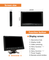 Moniteur de recul numérique LCD TFT 9 pouces, écran couleur HD, écran 9 pouces, moniteur de véhicule pour chariot élévateur, bus