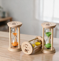 Sablier en verre haut de gamme avec logo personnalisé, minuterie de 1 à 30 minutes, base en bois réglable, cadeau promotionnel